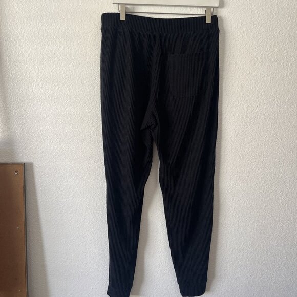 Alo Yoga Sweatpants Adult Medium Black Ribbed Cotton Tapered Unisex See Msmts - Picture 10 of 10